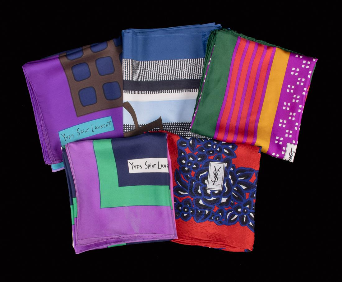 FIVE VINTAGE YSL SCARVES, FRANCE (1 of 9)