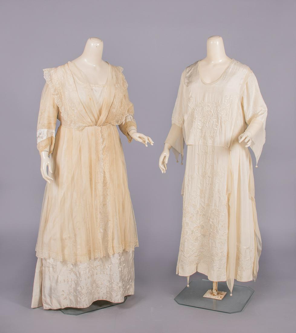 TWO HAND EMBROIDERED TEA DRESSES, 1915-1920 (1 of 10)