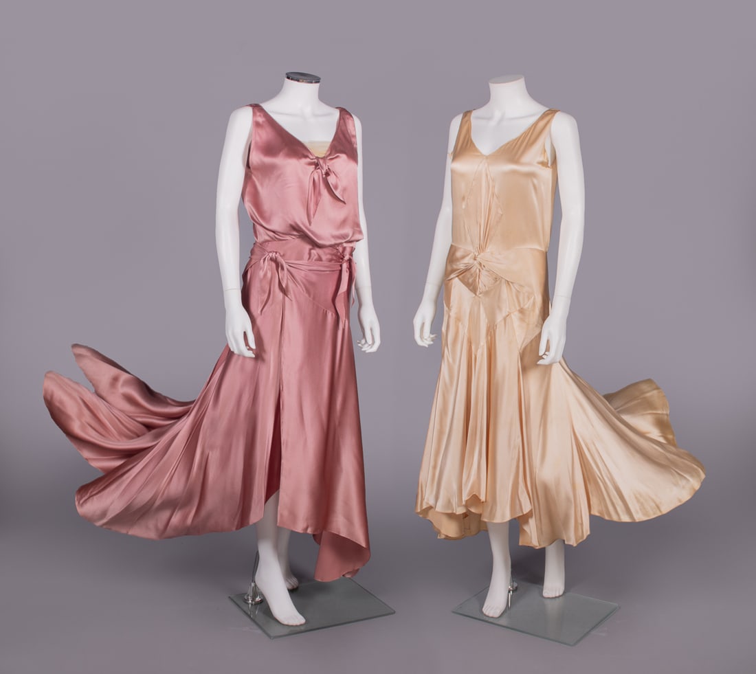TWO SILK SATIN EVENING DRESSES, PHILADELPHIA, EARLY 1930s (1 of 11)