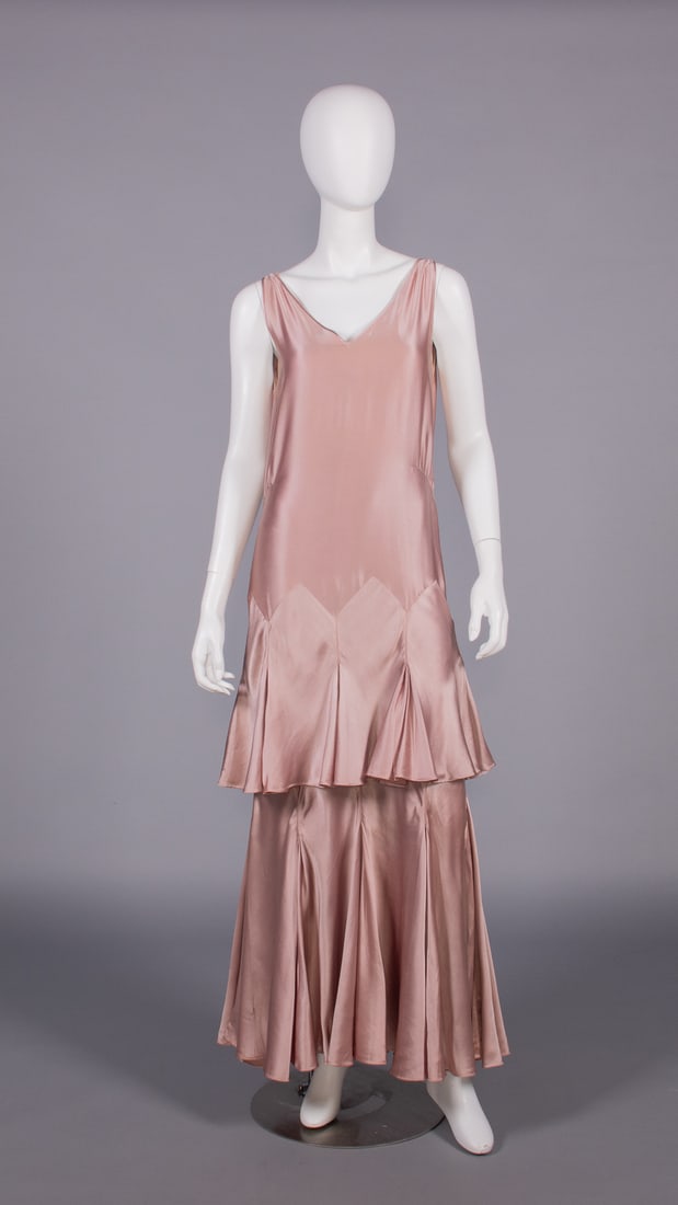 BLUSH PINK SILK SATIN EVENING GOWN, c. 1930 (1 of 9)