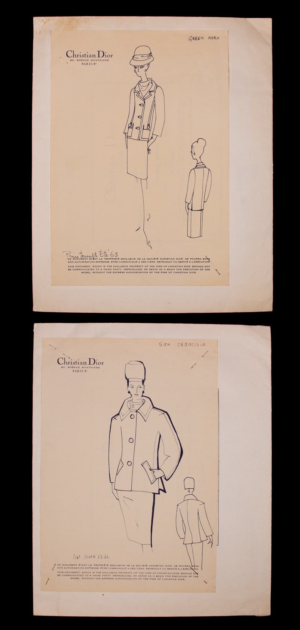 TWO CHRISTIAN DIOR LICENSED PATTERNS, FRANCE, 1963-1964 (1 of 9)