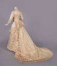 ELABORATE PATTERNED SILK WEDDING GOWN, CINCINNATI, 1880s