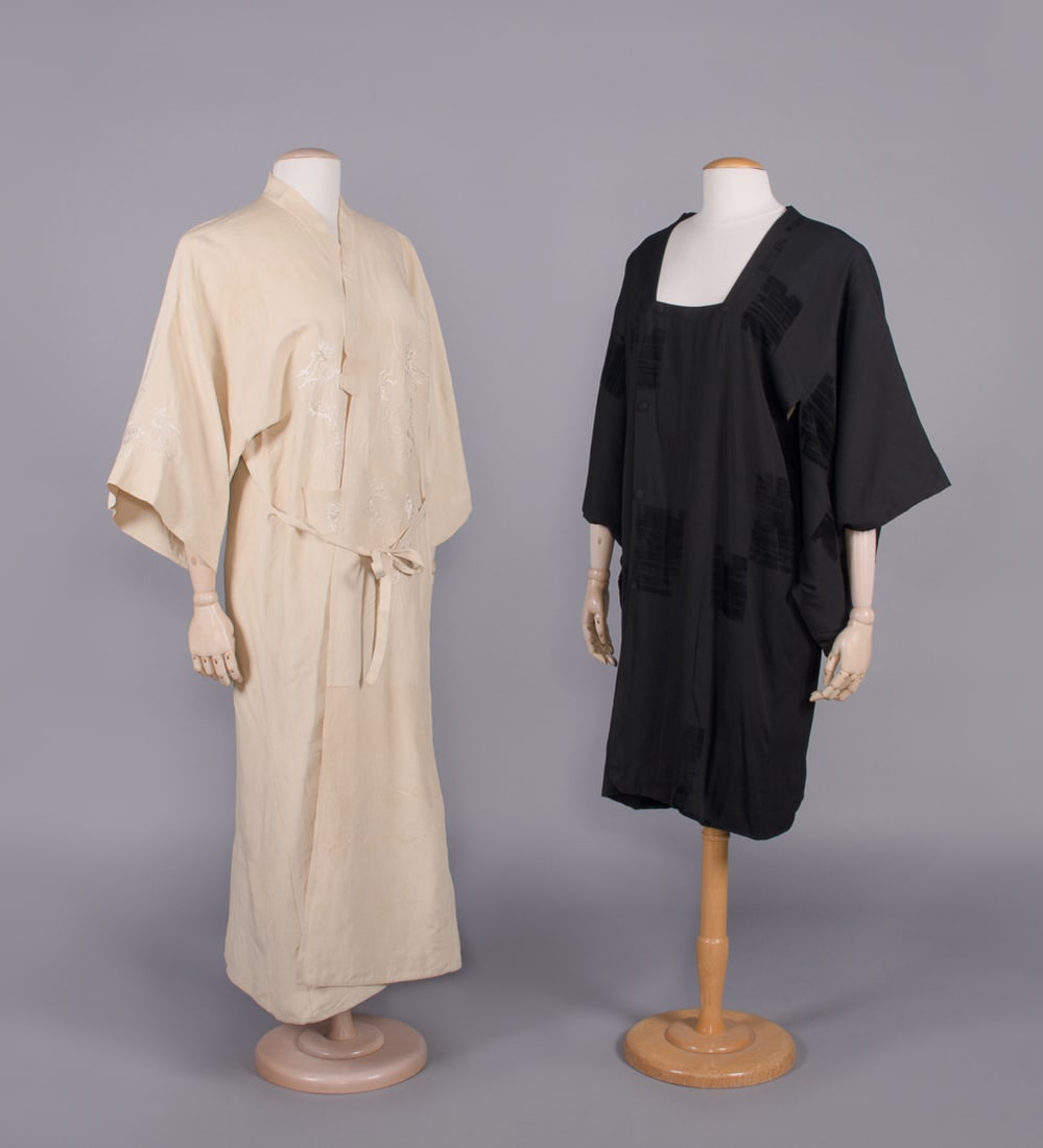 ONE EMBROIDERED KIMONO & ONE KIMONO STYLE DRESS, 1930s (1 of 10)