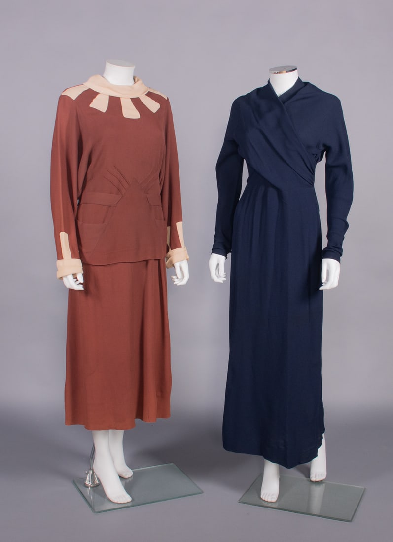 TWO SILK CREPE DAY OR DINNER DRESSES, 1933-1935 (1 of 10)
