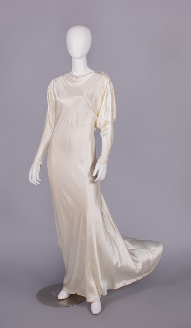 SILK SATIN WEDDING DRESS, c. 1930 (1 of 9)
