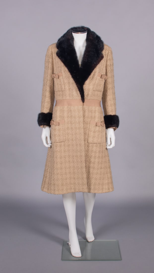 JEAN PATOU WOOL & MINK COAT, PARIS, 1960s (1 of 9)