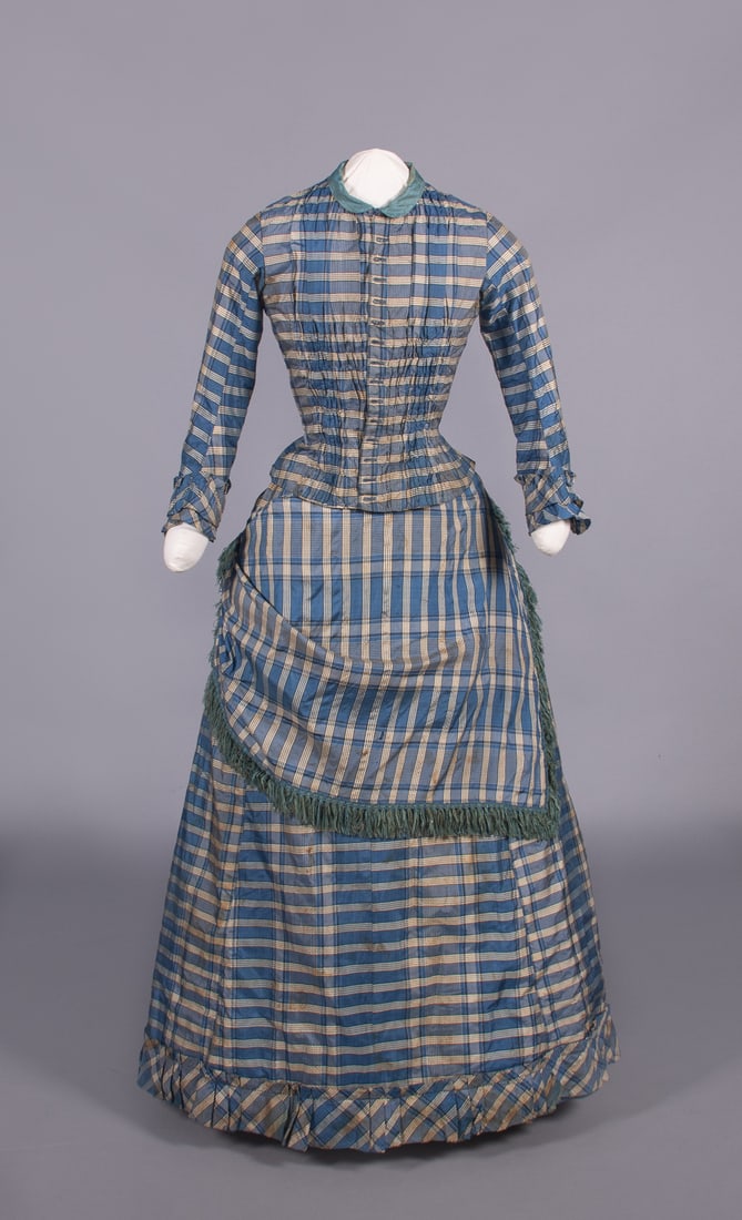 PLAID SILK TAFFETA DAY DRESS, 1880s (1 of 9)