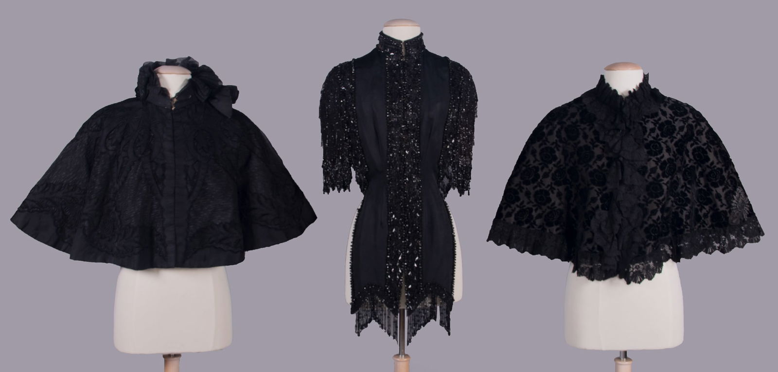 THREE SILK OR VELVET LADIES CAPELETS, USA, 1880-1890s (1 of 10)