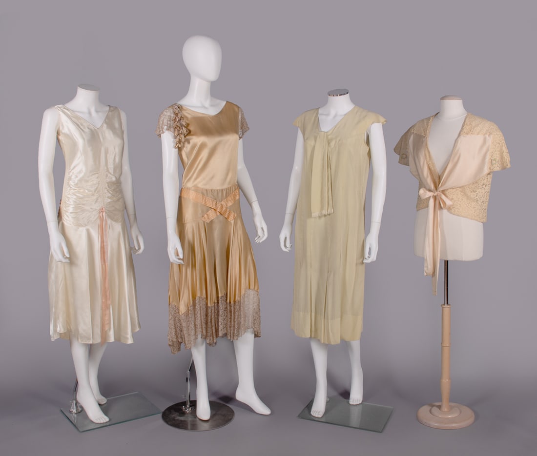 THREE SATIN OR CREPE DRESSES, 1920s (1 of 9)