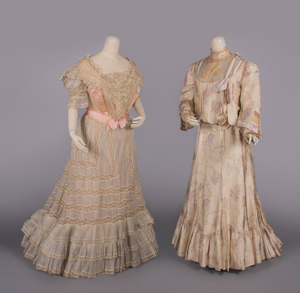 TWO COTTON & SILK AFTERNOON OR EVENING GOWNS, 1900-1905 (1 of 10)