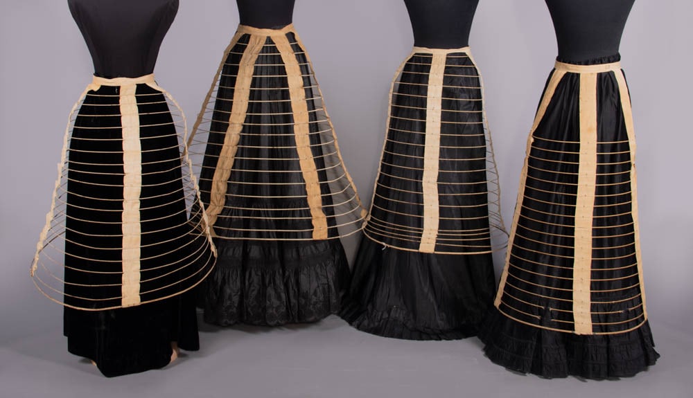 FOUR CAGE CRINOLINES, 1870-1880s (1 of 10)