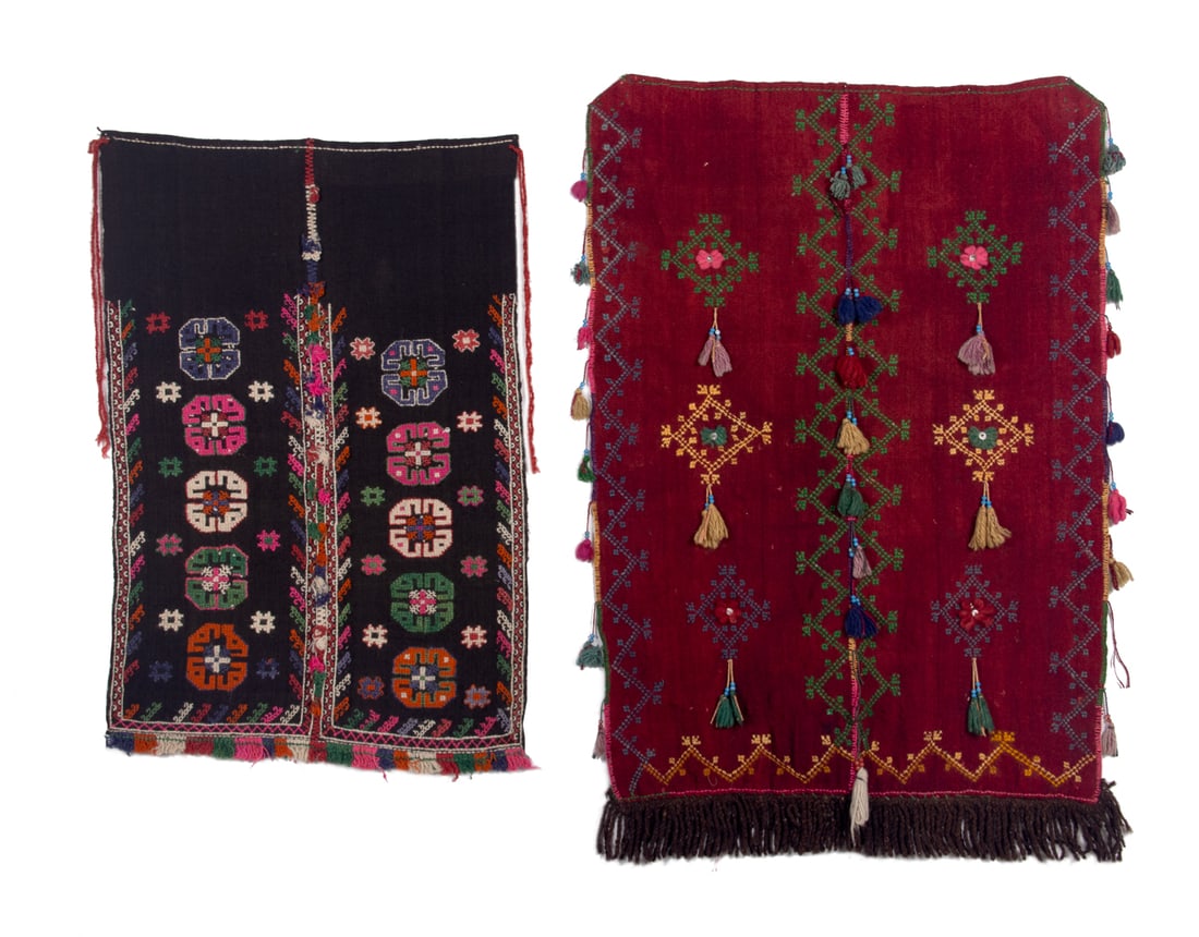 TWO WOVEN & EMBROIDERED APRONS, EARLY 2OTH C (1 of 10)