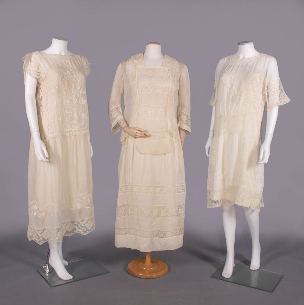 THREE COTTON & FILET TEA DRESSES, 1920-1922 (1 of 11)