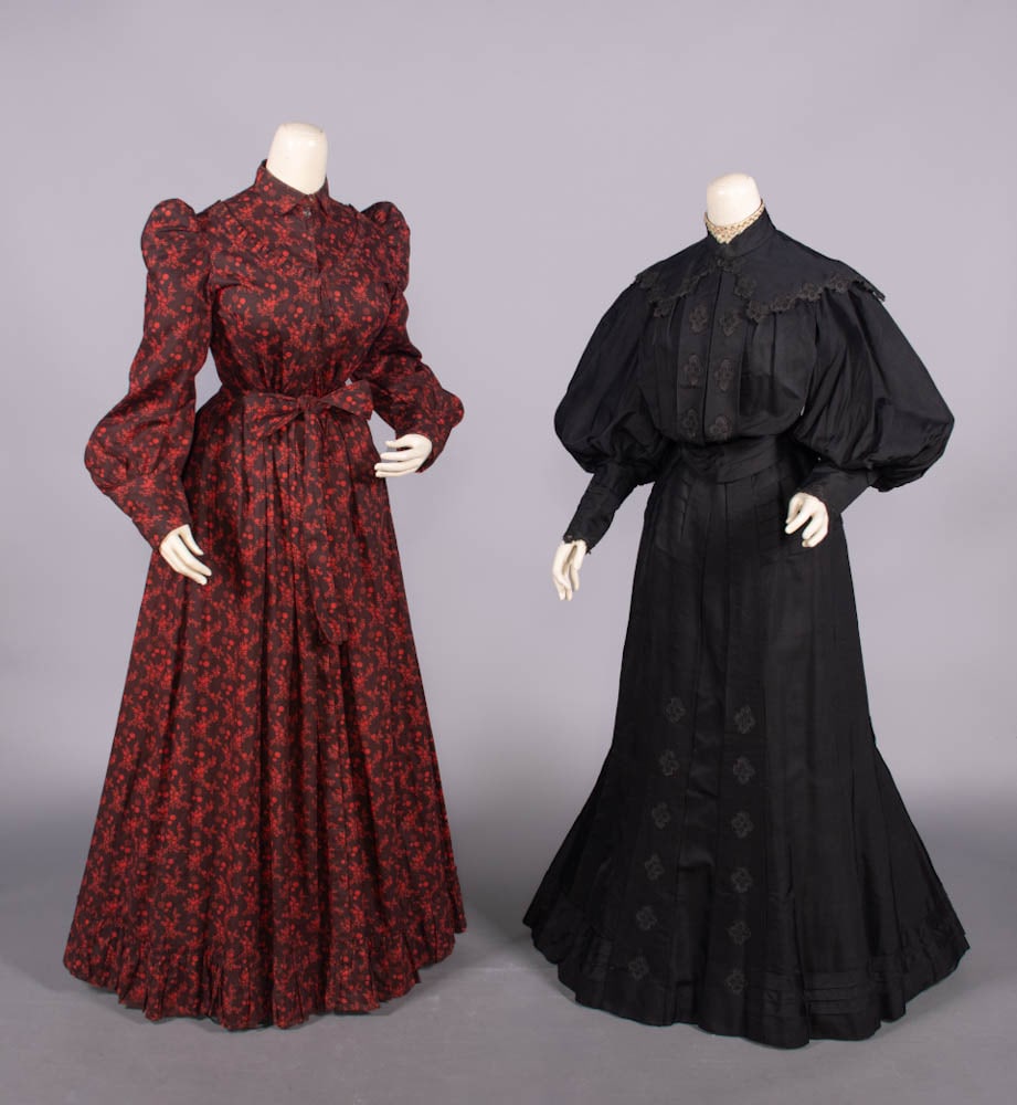 ONE COTTON WRAPPER & ONE SILK MOURNING DRESS, 1900-1905 (1 of 10)