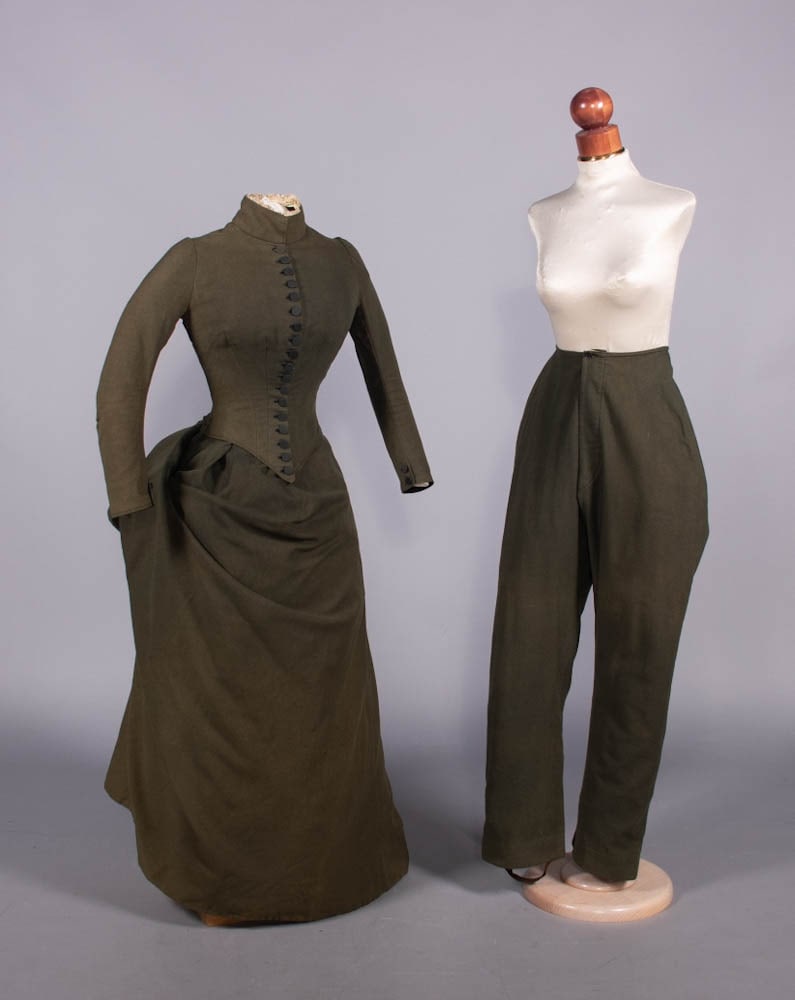 WOOL BROADCLOTH RIDING HABIT WITH TROUSERS, USA, 1880 (1 of 10)