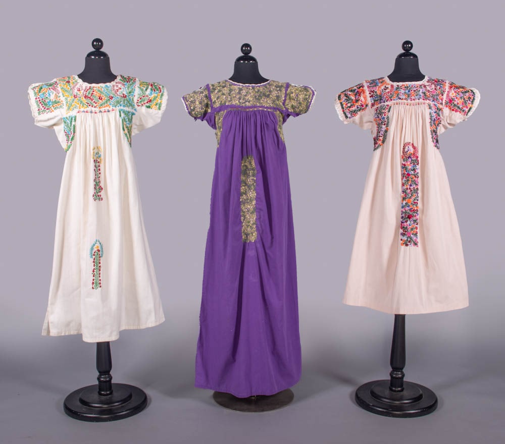 THREE EMBROIDERED TOURIST TRADE DRESSES, MEXICO, 1970s (1 of 9)