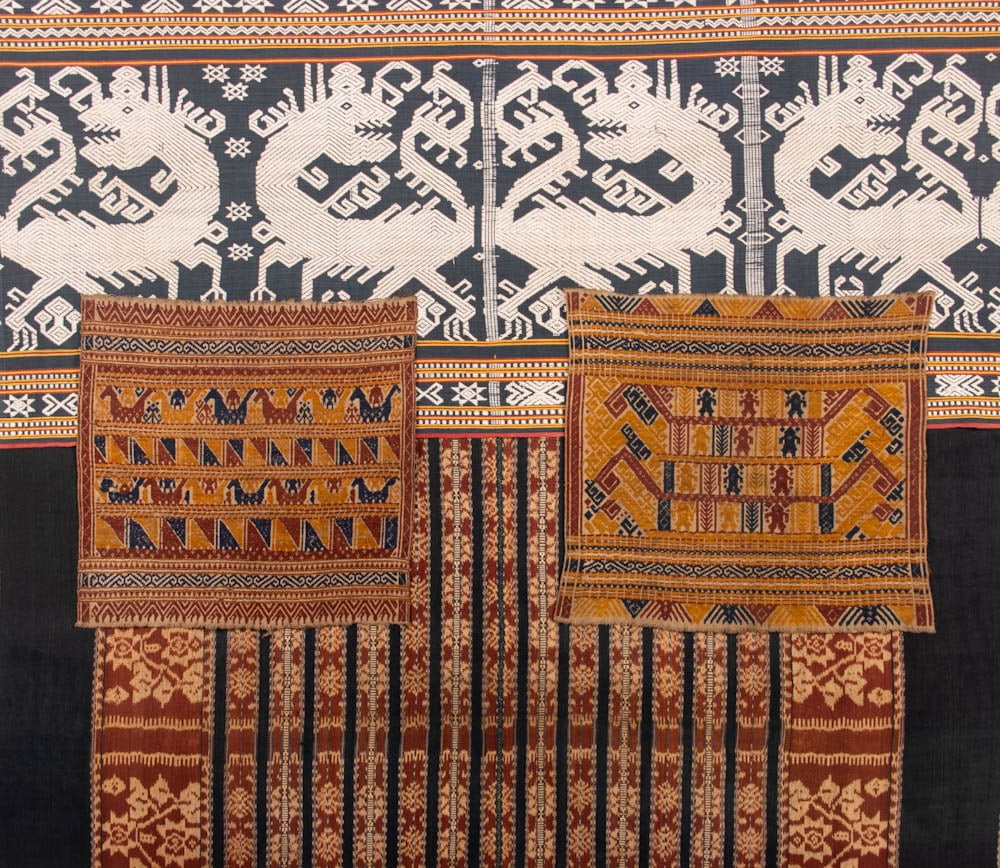 TWO CEREMONIAL TAMPAN & TWO SARONGS, INDONESIA, LATE 19TH-MID 20TH C (1 of 11)
