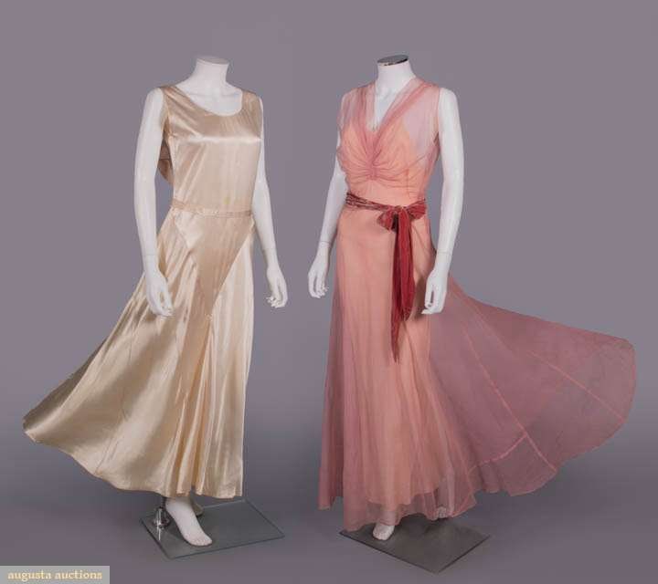 TWO SILK EVENING DRESSES, EARLY-MID 1930s (1 of 9)