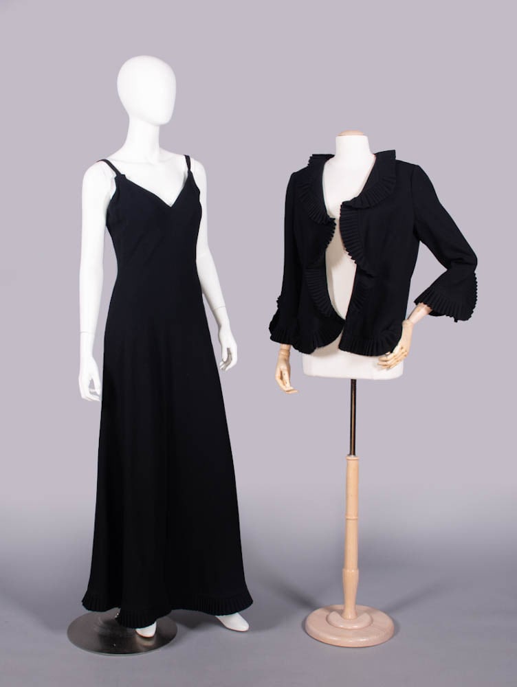 CARDINALI TWO PIECE WOOL CREPE EVENING ENSEMBLE, USA, 1970s (1 of 9)