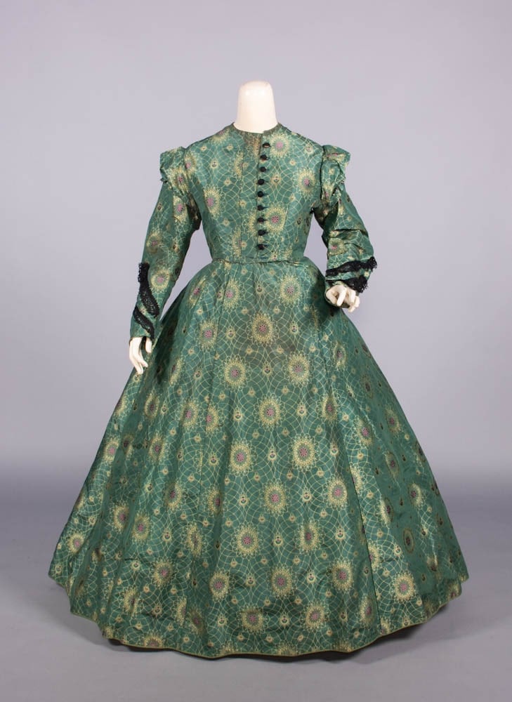 PATTERNED SILK AFTERNOON DRESS, c. 1862 (1 of 10)