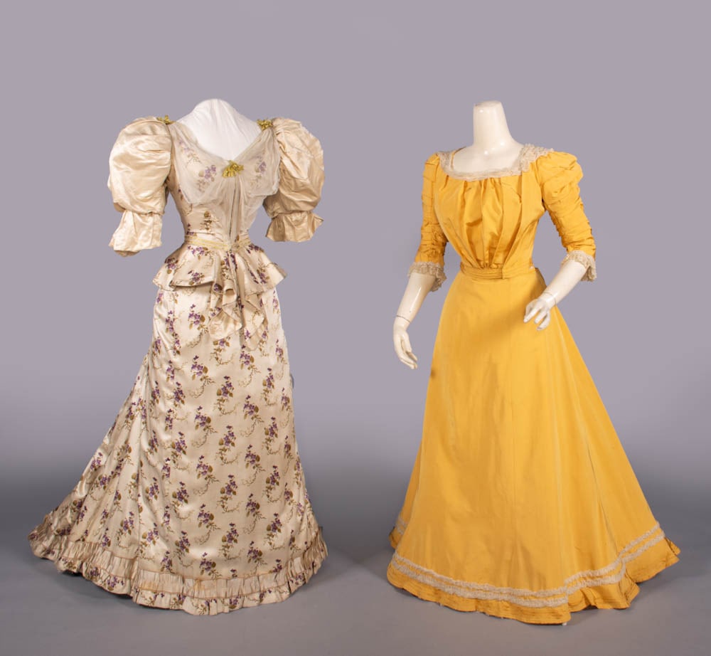 TWO SILK EVENING OR DAY DRESSES, 1890s (1 of 10)