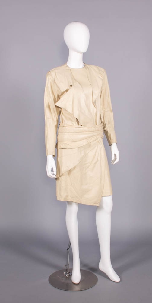 ISSEY MIYAKE LEATHER COAT DRESS & BELT, JAPAN, F/W 1982 (1 of 10)