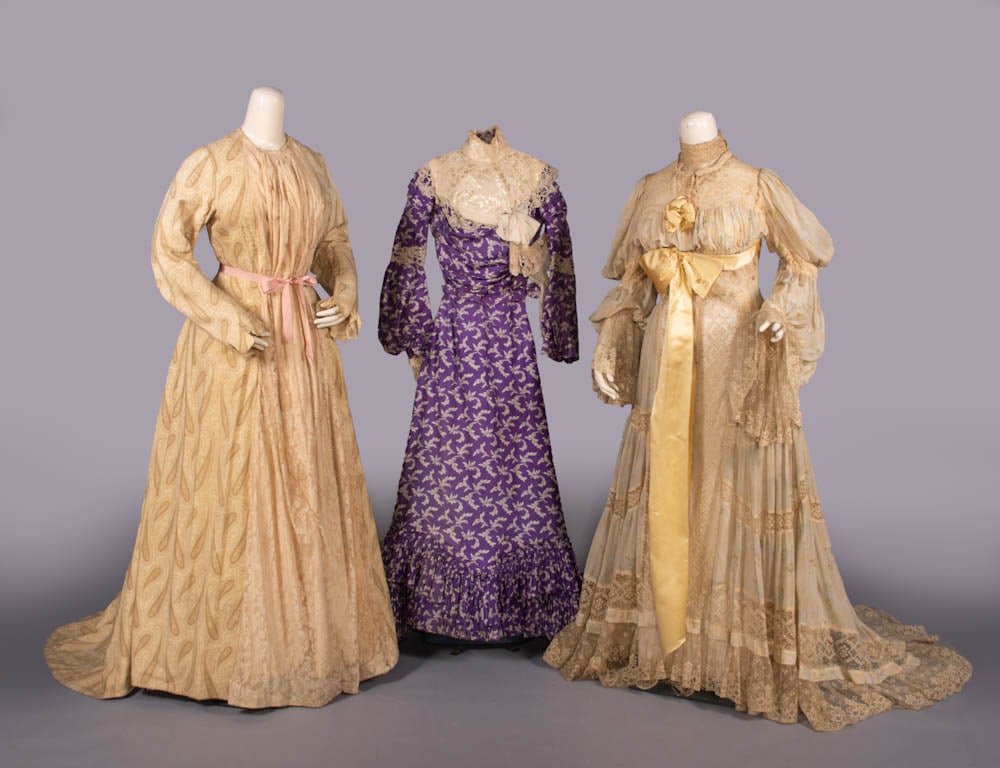TWO PRINTED TEA GOWNS, 1880-1900 (1 of 10)