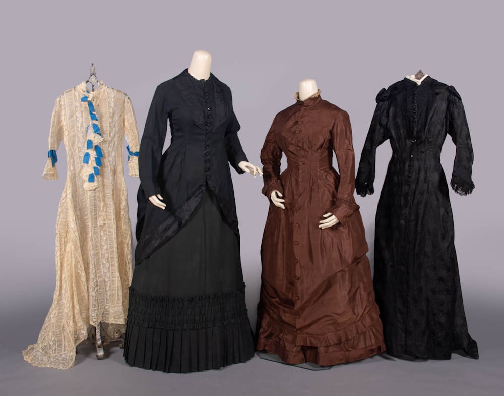 TWO WOOL OR SILK DAY DRESSES, EARLY-MID 1880s (1 of 10)