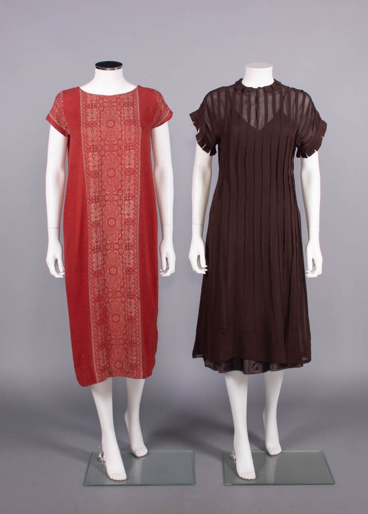 TWO SILK OR WOOL DAY DRESSES, EARLY-MID 1920s (1 of 8)