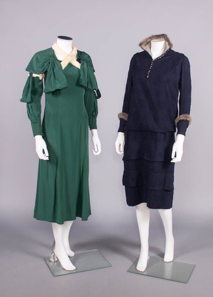 TWO FUR TRIMMED WINTER DRESSES, BOSTON, 1910s & 1930s (1 of 10)