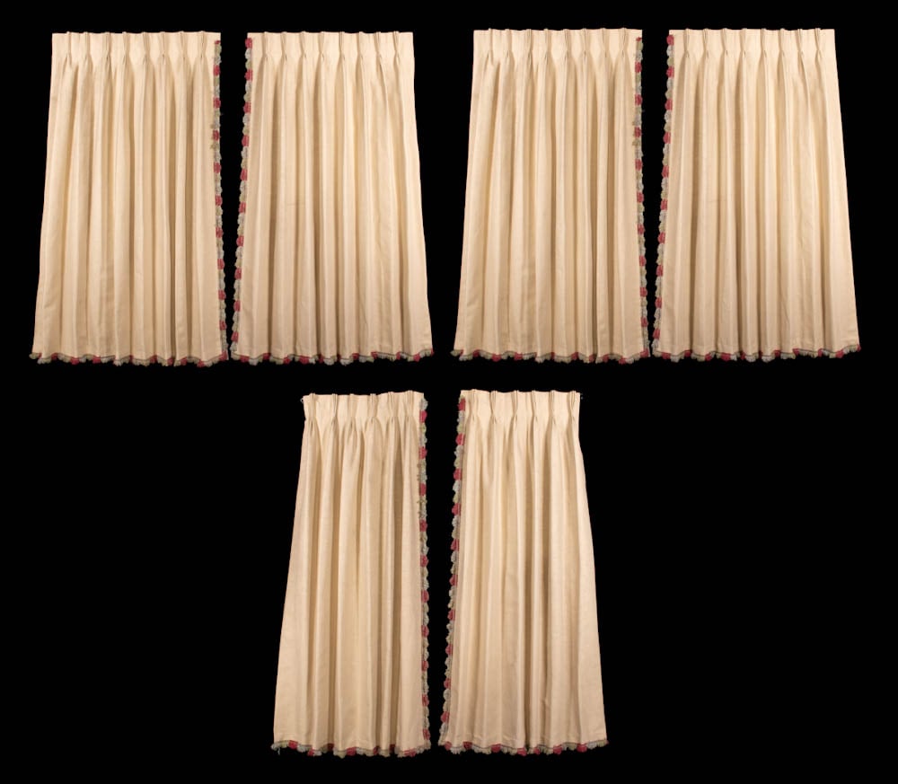 THREE PAIR LATE ARTS & CRAFTS MOVEMENT HAND EMBROIDERED CURTAINS, 1920s (1 of 8)