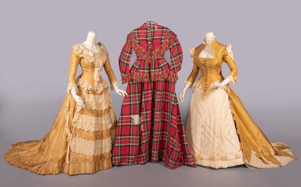 THREE SILK DAY OR EVENING GOWNS, 1855 & 1885-1888 (1 of 8)