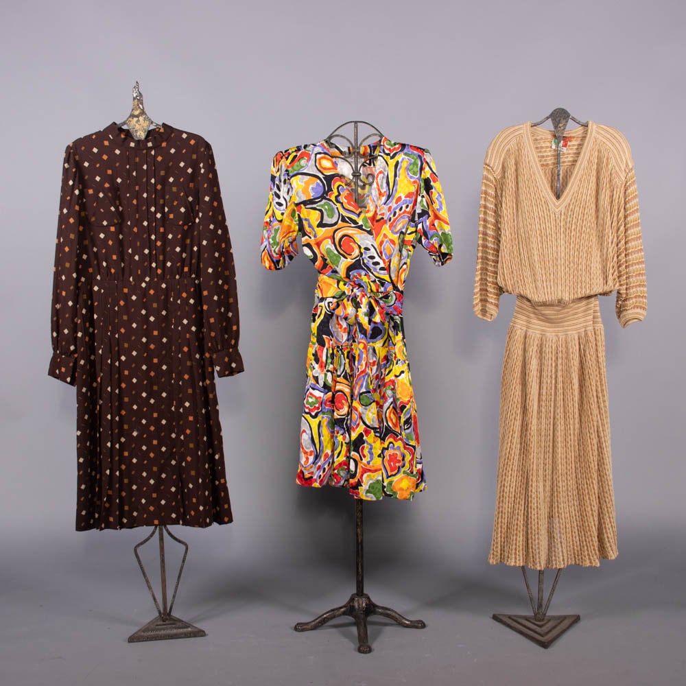 GIVENCHY, MISSONI & ANDRE LAUG DAY OR PARTY DRESSES, 1970-1980s (1 of 6)