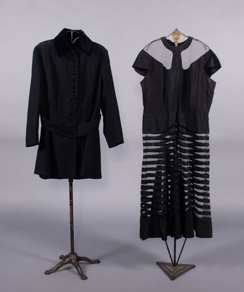 WOOL WALK SUIT JACKET & TAFFETA COCKTAIL DRESS, 1910s & 1950s (1 of 4)