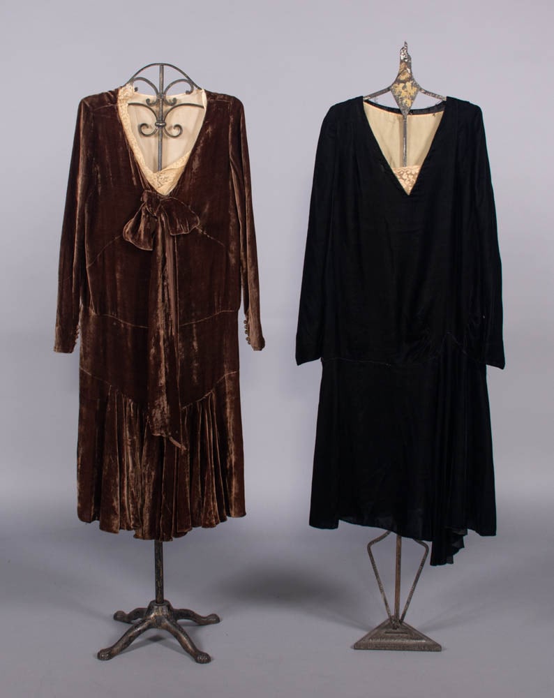 TWO SILK VELVET DAY DRESSES, NEW JERSEY & NEW YORK, 1924 & 1929 (1 of 6)