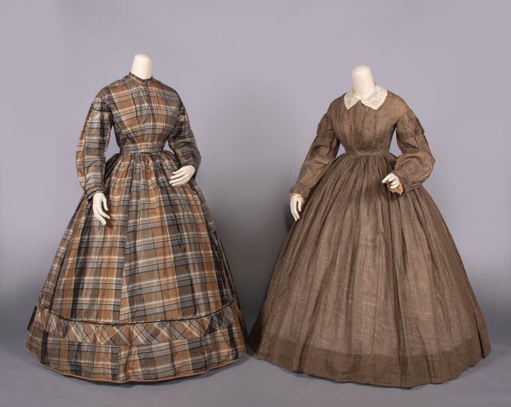 TWO SILK OR WOOL DAY DRESSES, 1858 & 1863 (1 of 10)