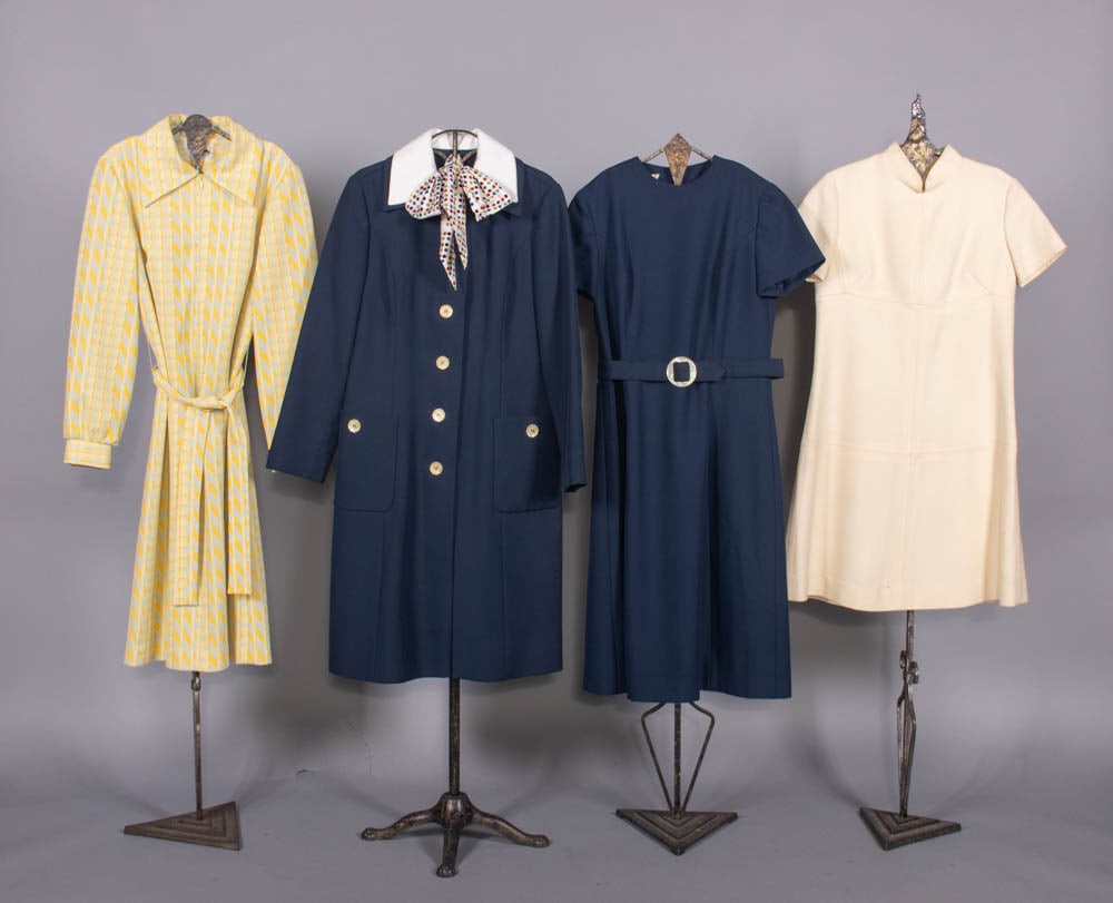 TWO VINTAGE DAY DRESSES & ONE ENSEMBLE, 1960-1970s (1 of 8)