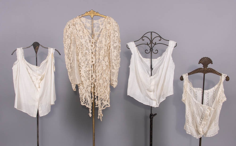 CROCHET LACE JACKET & THREE CORSET COVERS, EARLY 20TH C (1 of 9)
