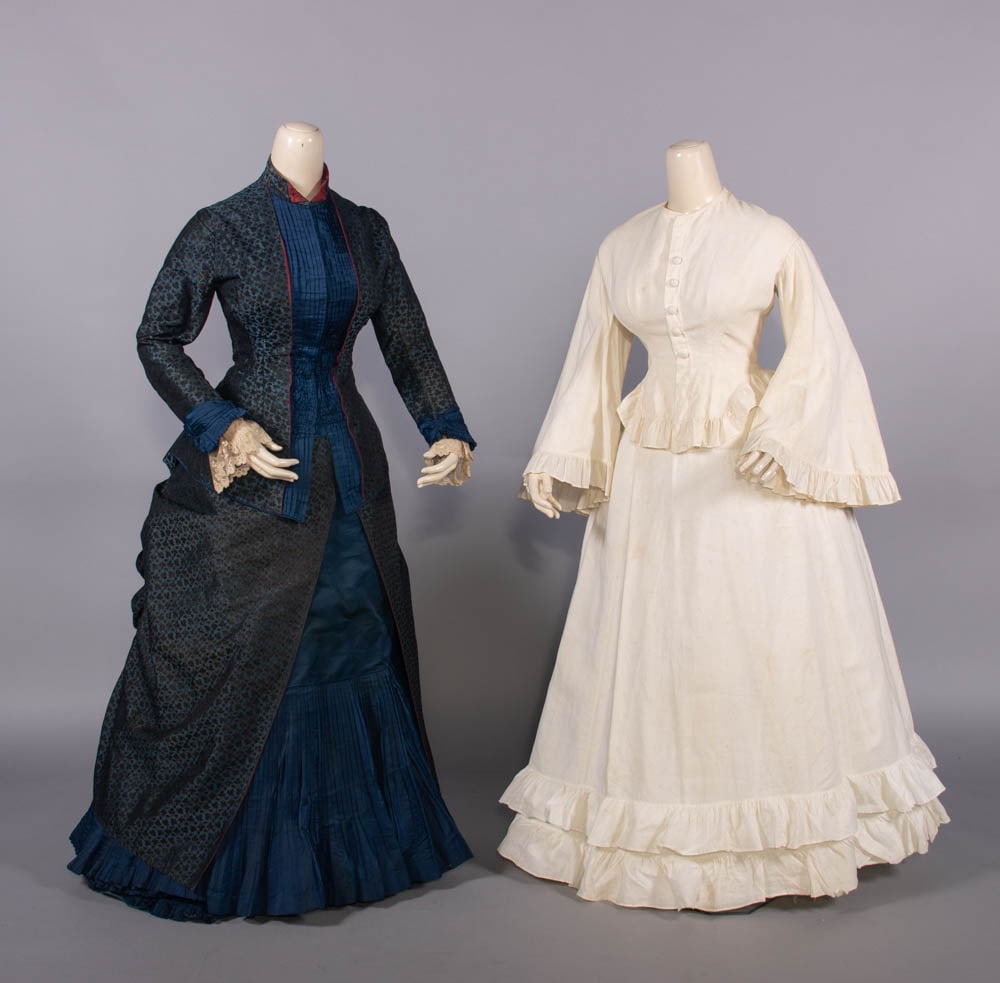 ONE SILK AFTERNOON DRESS & ONE COTTON DAY DRESS, c. 1867 & c. 1878 (1 of 9)