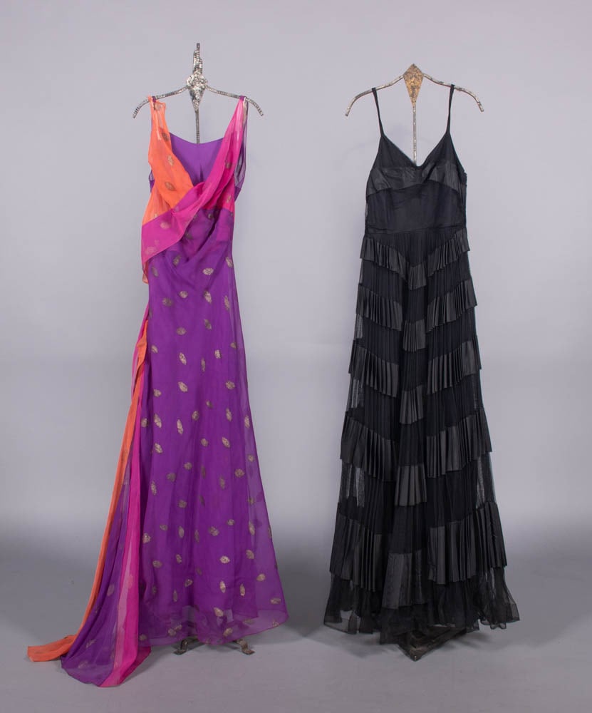 TWO SILK EVENING DRESSES, c. 1933 & c. 1940 (1 of 7)