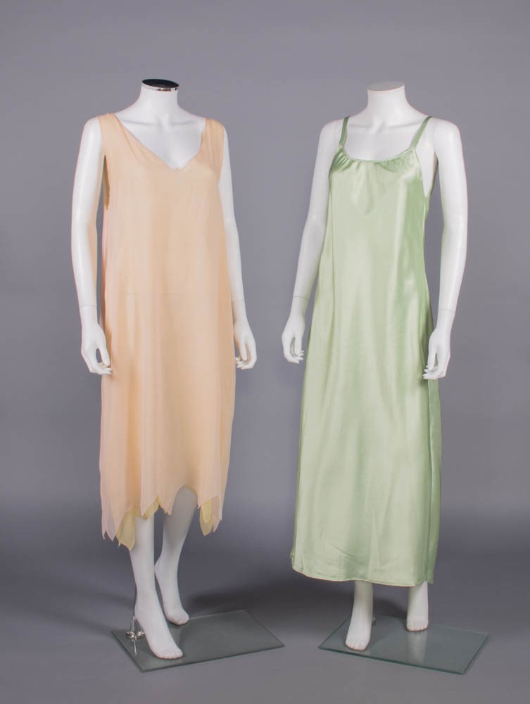 ONE CREPE DE CHINE & ONE BIAS CUT SATIN SLIP, 1920-1930s (1 of 4)