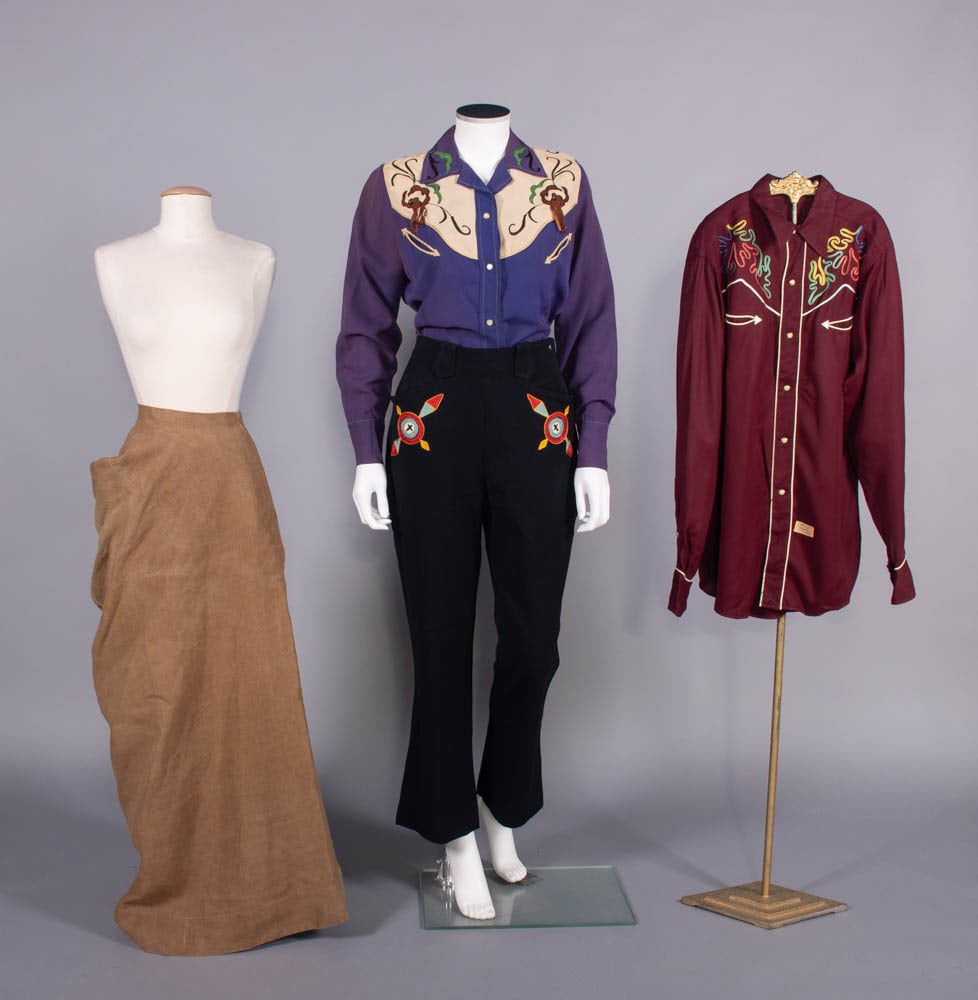 THREE EMBROIDERED WESTERN WEAR & RIDING SKIRT, 1940-1950s & APRIL 1897 (1 of 8)
