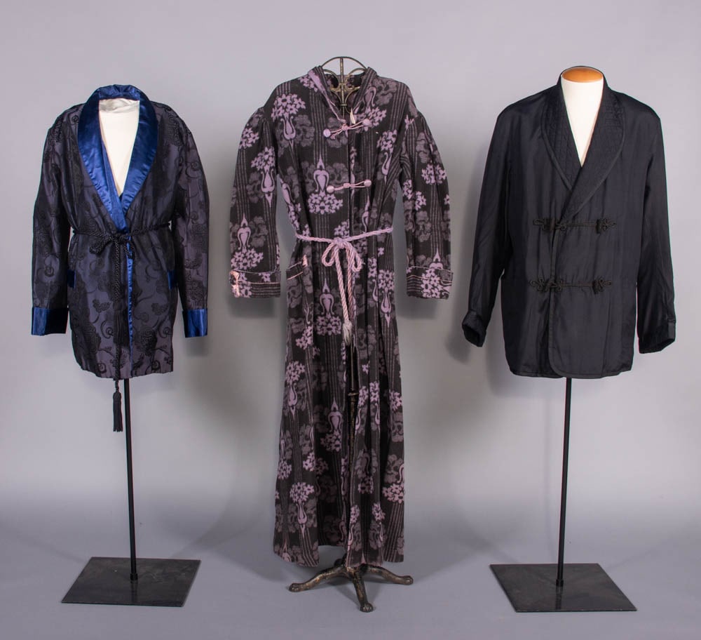TWO SMOKING JACKETS & ONE BLANKET ROBE, LONDON, 1900-1950s (1 of 8)