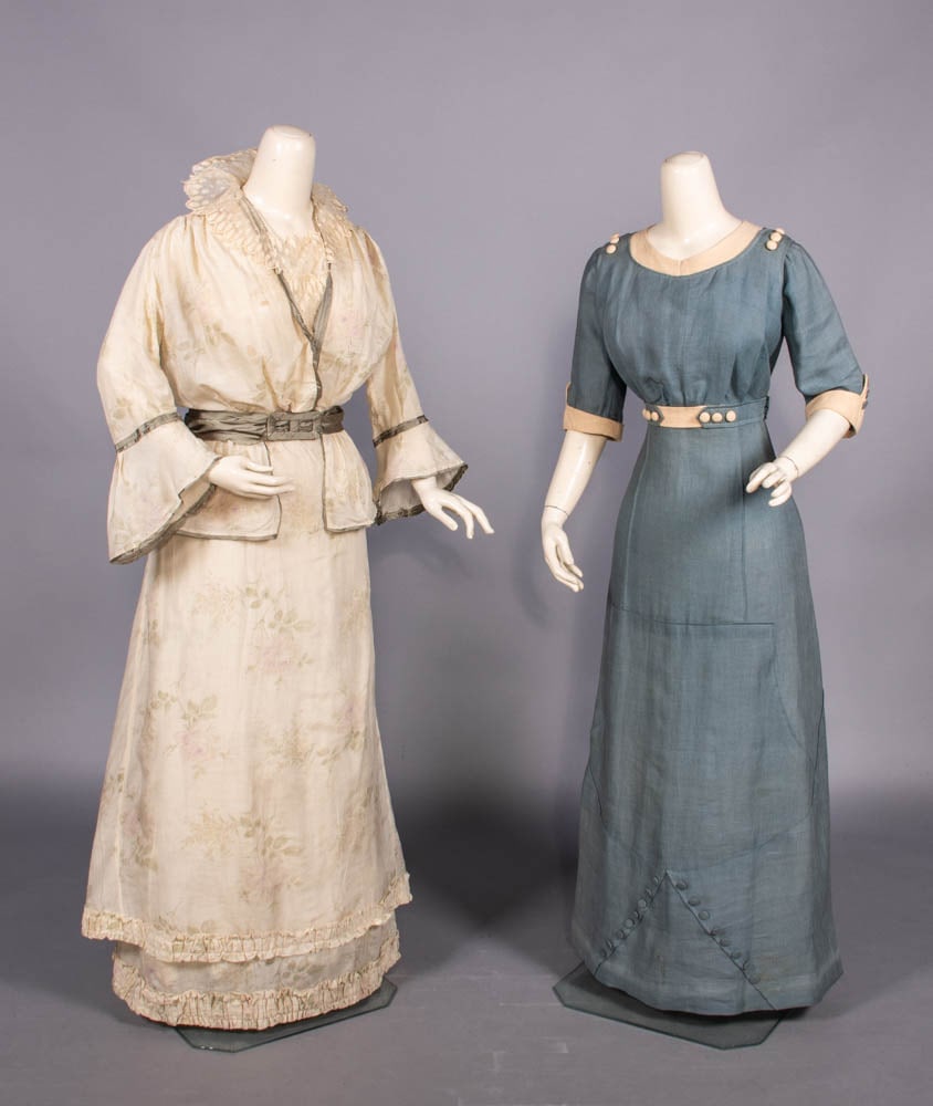 TWO SILK OR LINEN DAY DRESSES, 1908-1912 (1 of 9)