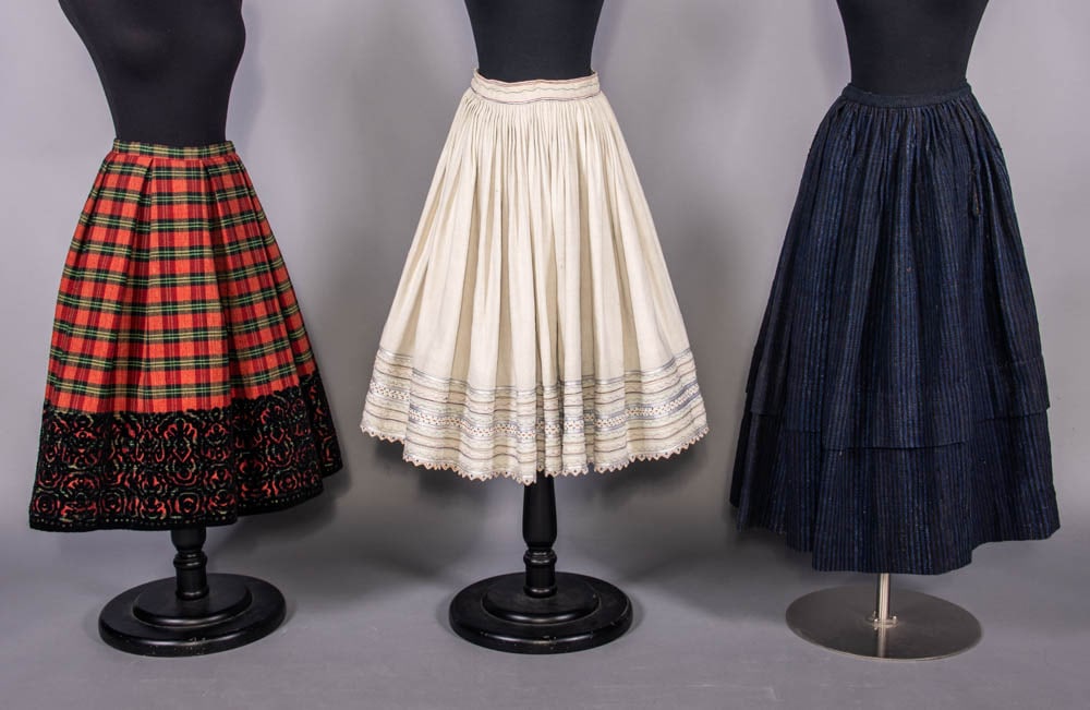 THREE EUROPEAN FOLK SKIRTS, 20TH C (1 of 10)