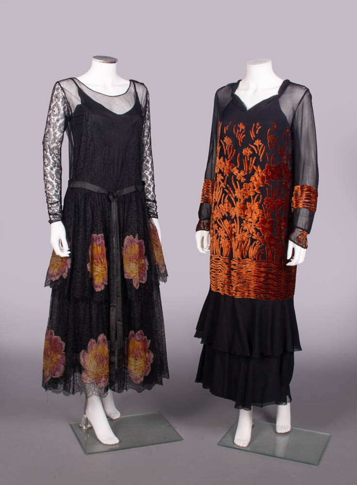 TWO LACE OR DEVORE VELVET AFTERNOON DRESSES, 1920s (1 of 10)
