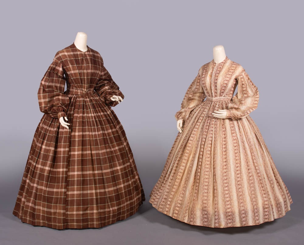 TWO COTTON DAY DRESSES, c. 1850 (1 of 10)