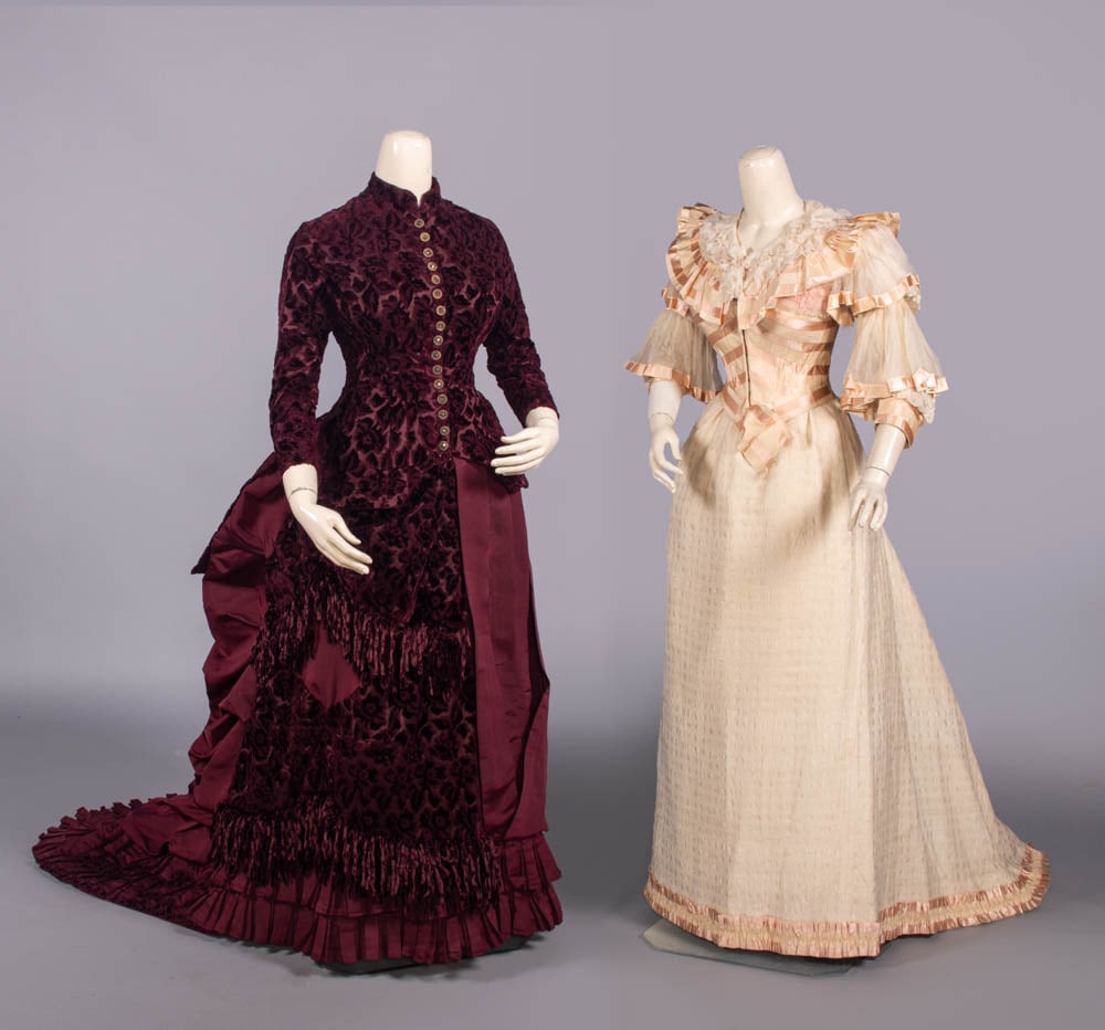 TWO AFTERNOON OR DAY DRESSES, USA, c. 1885 & c. 1897 (1 of 11)