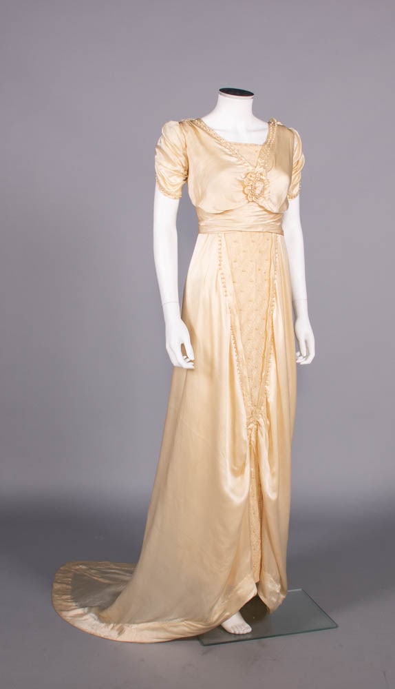 PEARL EMBROIDERED SILK EVENING GOWN, FRANCE, 1913 (1 of 10)