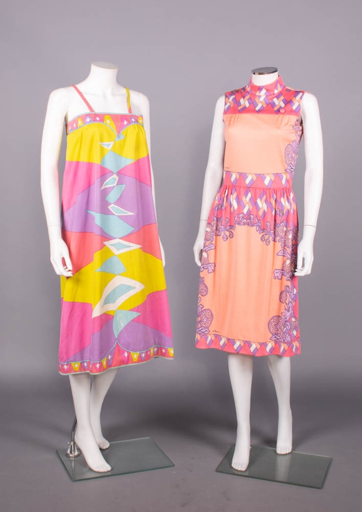 PUCCI & PAGANNE PRINTED DAY OR PARTY DRESSES, USA & ITALY, 1970s (1 of 10)